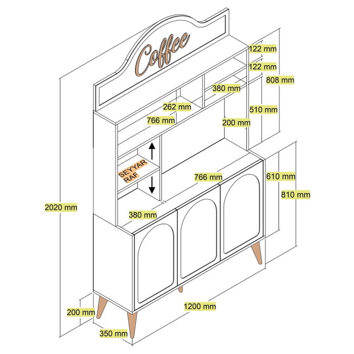 Hanah Home Lyon 120 Mueble Bar para Café - Crema y Nogal Hanah Home Lyon 120 Mueble Bar para Café - Crema y Nogal